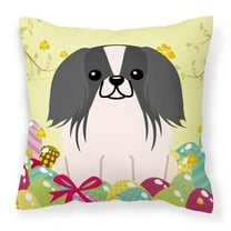 Carolines Treasures BB6105PW1818 Easter Eggs Pekingnese Black & White Fabric Decorative Pillow