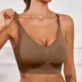 thumbnail image 5 of Lumtrix V Neck Sports Bra for Women Padded Push up Sport Bras Adjustable Thin Straps Light Support Yoga Bra Brown 36, 5 of 5