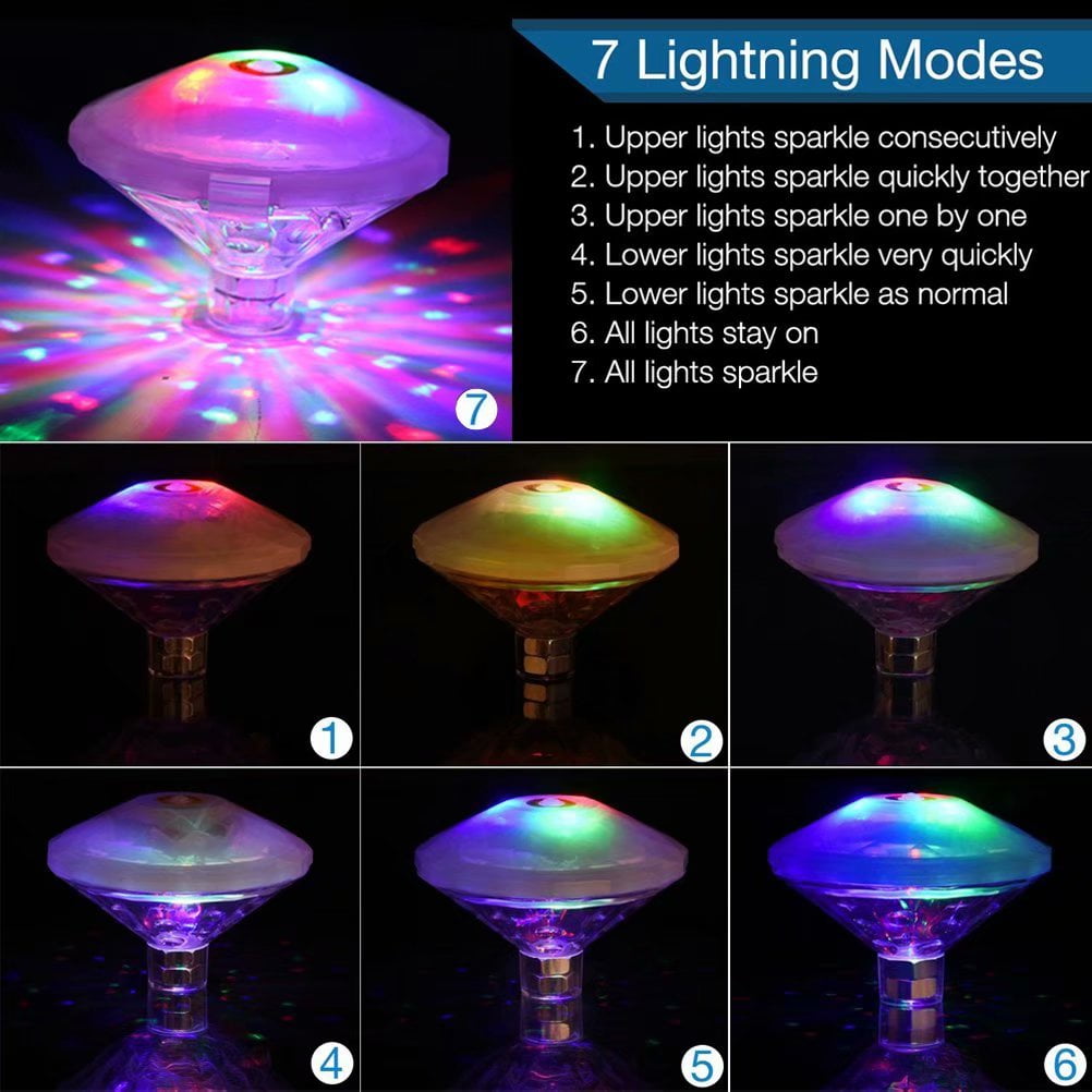 Swimming Pool Lights,Waterproof Floating Light Baby Bath Tub Toys Colorful Lights for Pond Disco or Disco Pool Party with 5 Kinds of Light Flashing Effects 