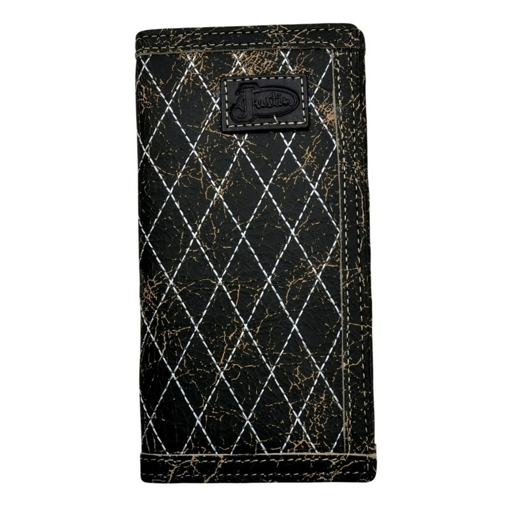 JUSTIN Justin Western Wallet Men Rodeo Leather Crackle Checkbook