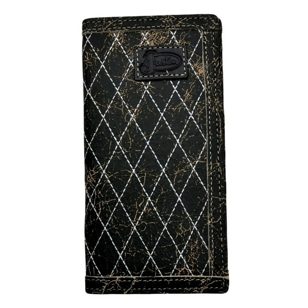 JUSTIN Justin Western Wallet Men Rodeo Leather Crackle Checkbook