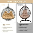 thumbnail image 4 of Waterproof 2-Seater Swing Egg Chair Cushion Replacement [Cushion Only] Double Swing Chair Cushion Waterproof Thicken Hanging Basket Seat Cushion 2 Seater Chairs Cushions for Outdoor, 4 of 8
