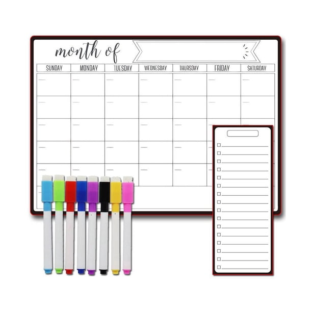 TQEHS LZYWOD - Juego de planificador de pegatinas magnéticas para refrigerador, calendario semanal para uso diario y mensual, marcadores de planificación de pizarra reutilizables, borrador de pizarra,