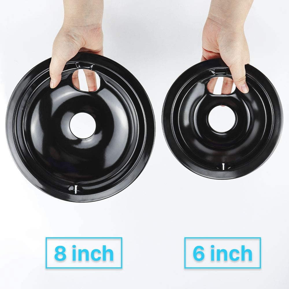Beaquicy Burner Drip Pan Bowls 6 & 8 Inch for GE Hotpoint Electric Stove Range