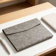 thumbnail image 2 of File Folder,Waterproof Document Pouch,Faux Leather File Organizer with Magnetic Snap for Thin A4 Document Storage,Meeting Documents Arrangement,Grey, 2 of 8