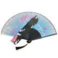 thumbnail image 1 of Fans plegables de mano con un manguito de tela for protección for regalos Estilo retro vintage japonés chino, 1 of 7