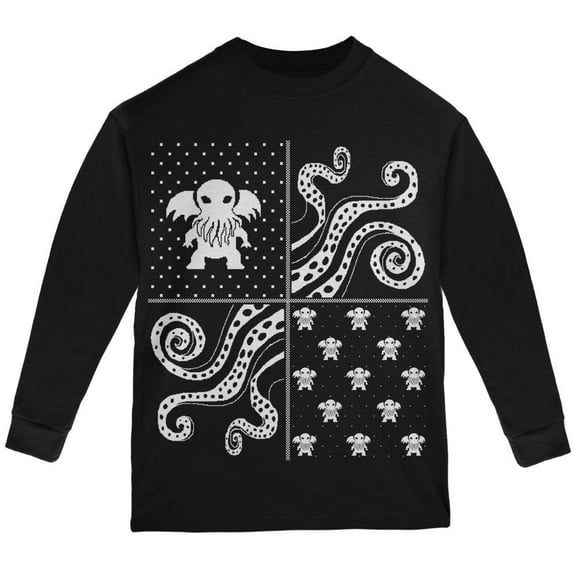 Old Glory Cthulhu Lovecraft Dimensions Ugly XMAS Sweater Black Youth Long Sleeve T-Shirt