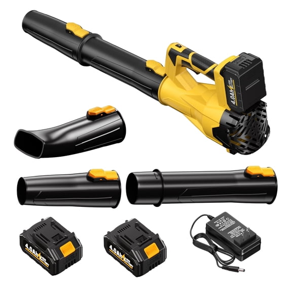 Wireless Leaf Blower with 2Pcs 4.0Ah Batteries, 580CFM & 160MPH, 6 Speed Settings, Extended Nozzle, Ergonomic Non-Slip Handle, Lightweight for Lawn Maintenance and Yard Cleanup