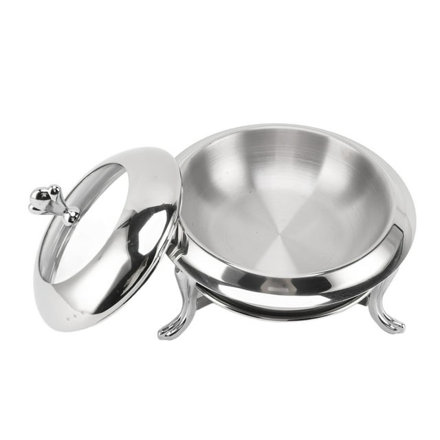Plats Anti-Frottement pour Buffet, Réchaud Rond en Acier Inoxydable pour Traiteur, Réchauffe-Nourriture pour Fêtes, Serveurs et Réchauds de Buffet, Ensemble de Plats Anti-Frottement pour Buffet avec Couvercle pour Mariage, Banquet, Événement