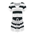 thumbnail image 4 of Robes pour Femmes 2023 Travail Robe Décontractée Col en V Sans Manches Rayée Ceinture Mini Robe de Plage pour Femmes en Solde, 4 of 5