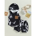 thumbnail image 2 of Newborn Baby Boy Shorts Set Tie Dye Sleeveless Hooded Pullover Top Drawstring Shorts Summer Clothes, 2 of 7