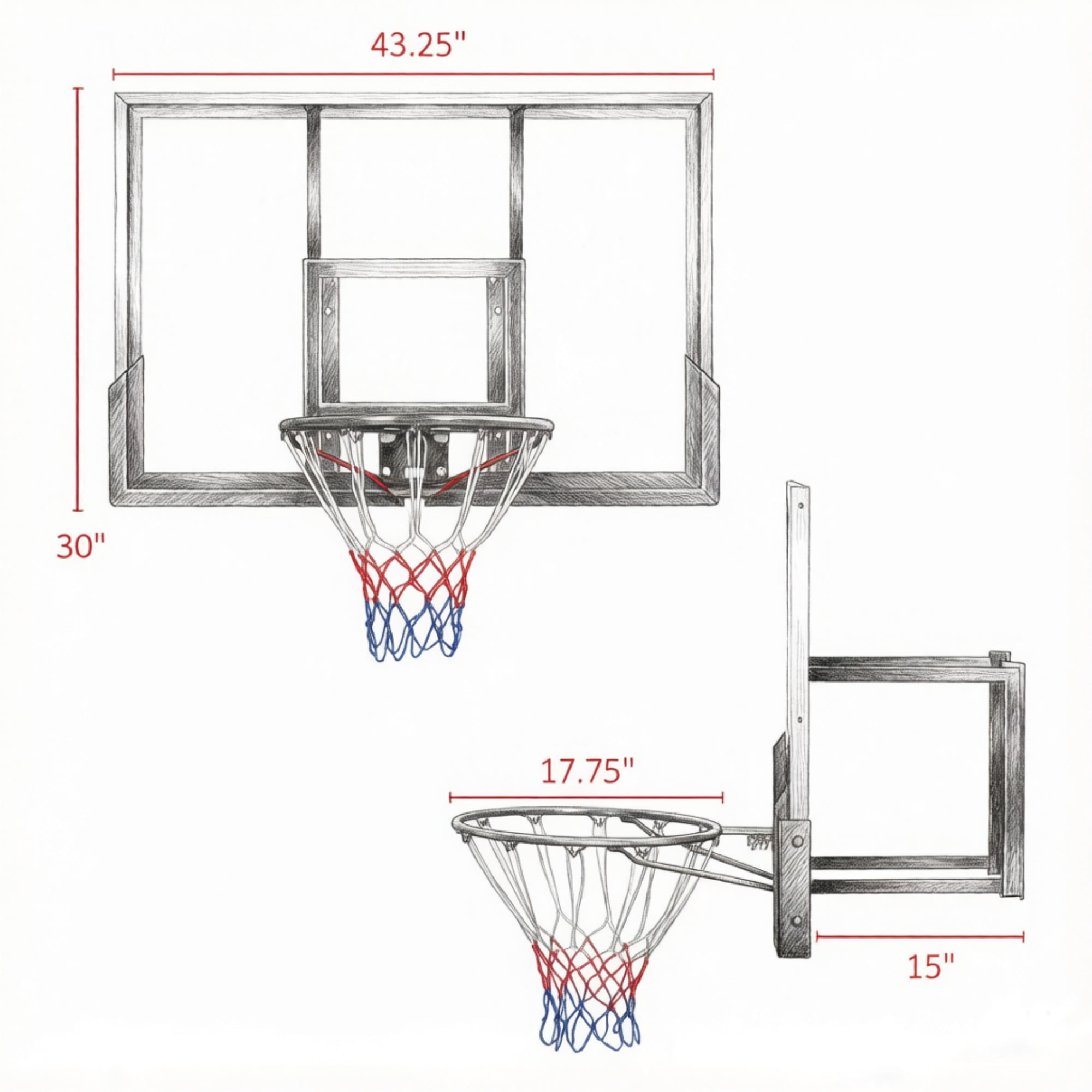 Wall Mount Basketball Hoop with Shatterproof Backboard and Steel Rim