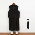 thumbnail image 2 of Glisme Boys Outfit Set Solid Color Sleeveless V-Neck Shirt With Lighrweight Pants Set Summer Cozy Soft Toddler Kids Boys Outfit Size 3-4 Years Black, 2 of 3