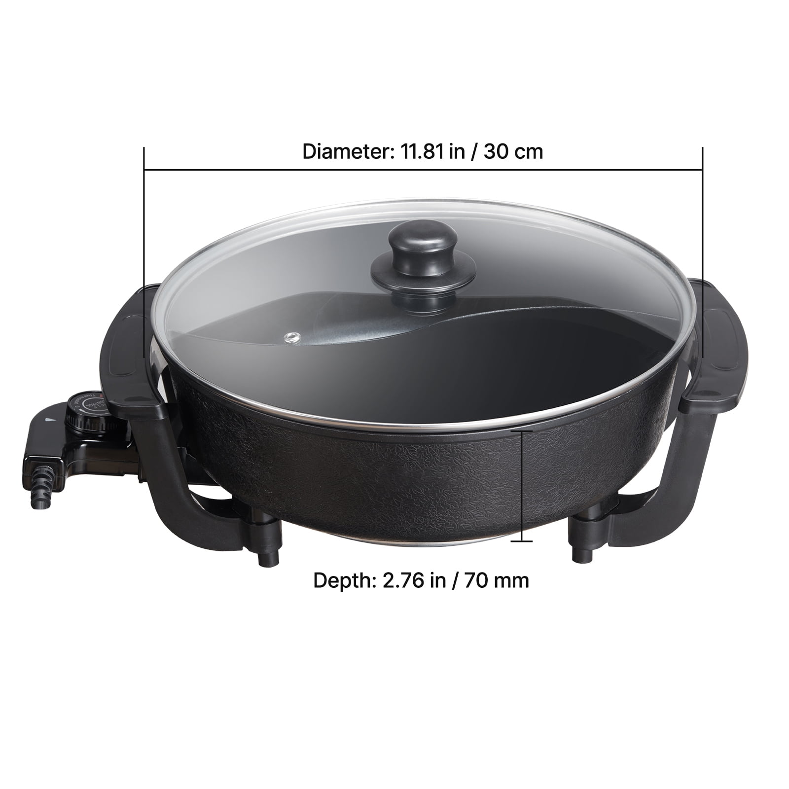 KFFKFF 1360W 5L Electric Hot Pot 5L Electric Cooker Multifunctional Pot Non-Stick Shabu-shabu Hot Pot with Divider Double-Sided Shabu Hot Pot with Tempered Glass Lid