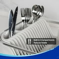 thumbnail image 4 of Dish Drying Rack for Kitchen Counter, Compact Dish Drainer with Drainboard, Utensil Holder and Cup Rack, Plastic Kitchen Drying Rack for Dishes, Cups, Knives, Spoons and Forks, White, 4 of 5