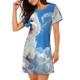 thumbnail image 2 of Kdxio Cute Cloud Bichon Frise Pattern Womens Short Sleeve Sleepshirt Scoopneck Cute Nightdress Ruffle Comfy Nightgown, 2 of 6