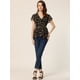 thumbnail image 4 of Blusa envolvente para mujer con estampado floral Allegra K Negro L, 4 of 6