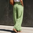 thumbnail image 5 of Inleife Women's Gingham Checkered Relaxed Fit Pants Elastic Waist Lounge Trousers with Pockets, 5 of 6