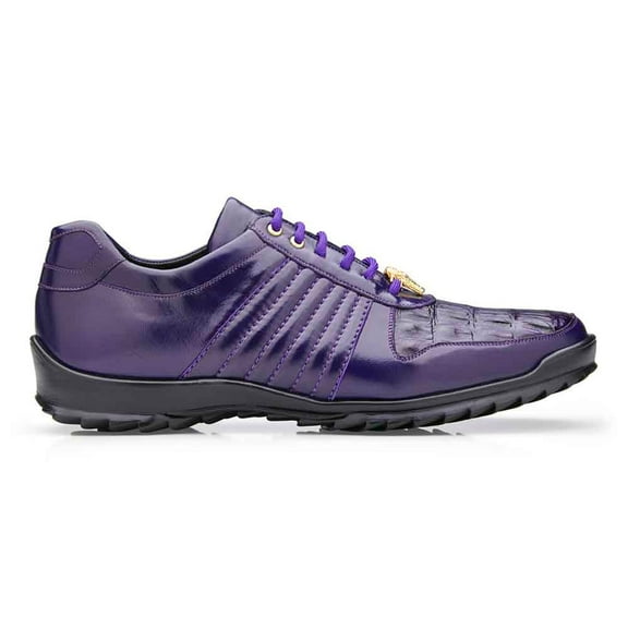 Belvedere Mens' Astor Purple Genuine Caiman Crocodile Soft Calf Casual Shoes (12)