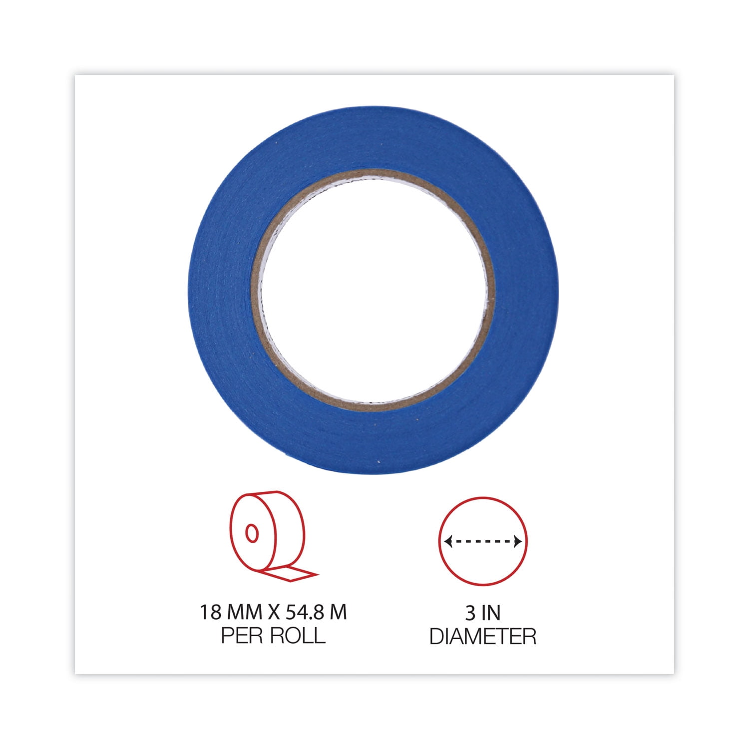 Universal Premium Blue Masking Tape with UV Resistance, 3" Core, 18 mm x 54.8 m, Blue, 2/Pack