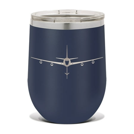 

KC-135A Stratotanker Boom Down Wine Tumbler 12 oz - Laser Engraved - Stainless Steel - Vacuum Insulated - Double Walled - Wine Glass - Stemless - Drinkware Clear Lid - kc-135 kc135 airliner - Navy
