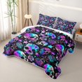thumbnail image 3 of Homewish Happy Halloween Twin Quilt Set,Multicolor Gradient Skull Twin Coverlet Set,Green Purple,2-Piece, 3 of 7