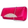 thumbnail image 4 of Vangoddy Women's Anna Diamante Pleated Satin Clutch Purse, 4 of 6