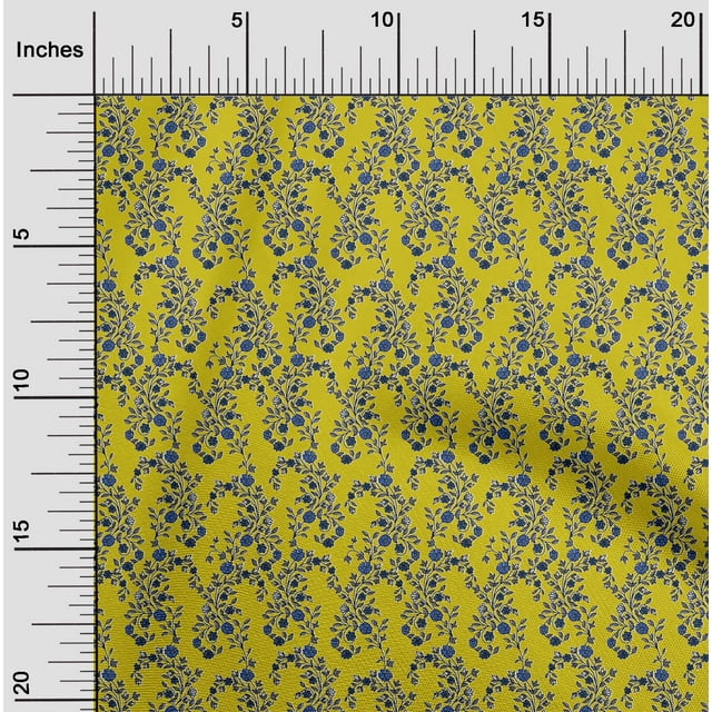 oneOone Polyester Lycra Fabric Leaves & Floral Block Print Fabric By The Yard 56 Inch Wide