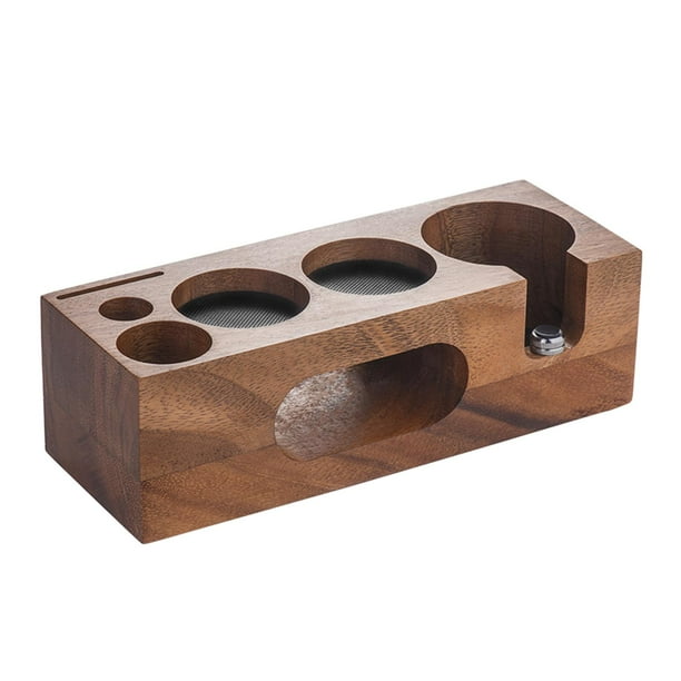 Apisonador de filtro de café, estación de apisonamiento de espresso, soporte de apisonador de café duradero y 51mm 53mm Nogal
