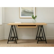 Paolini Solid Wood Executive Desk with Keyboard Drawer in Ivory Finish
