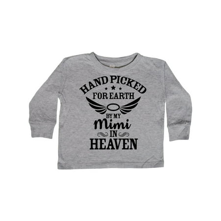 

Inktastic Handpicked for Earth By My Mimi in Heaven with Angel Wings Gift Toddler Boy or Toddler Girl Long Sleeve T-Shirt