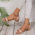 thumbnail image 3 of Mepaouo Strappy Heels for Women Ankle Strap Low Chunky Heeled Sandals Wedding Party Casual Dress Shoes, 3 of 7
