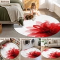 thumbnail image 6 of Red Flower Large Area Rugs for Bedroom Living Room, Soft Non Slip Carpet Bedside Rug, Boho Modern Floral Abstract Ombre Leaf White Round Floor Cover Kitchen Accent Rug 8' for Dining Room/Office, 6 of 9