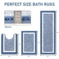 thumbnail image 3 of Findosom 3pcs Bathroom Rugs Set with U-Shaped Mat, Non Slip, Quick Drying, Ultra Soft and Water Absorbent Bath Rug Mat Carpet Machine Washable 20"x32"+20"x59"+U Shape 20"x24" Blue, 3 of 8