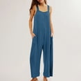 thumbnail image 2 of ZVNAΖH Jumpsuits for Women Summer 2024 Waffle Knit One Piece Jumpsuit Clearance Casual Sleeveless Jumpsuit Wide Leg Rompers, 2 of 7