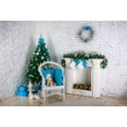 thumbnail image 2 of GreenDecor 7x5ft Decorated Christmas Tree Photography Background Interior Brick Wall Fireplace Backdrop Xmas Wreath New Year Present Kid Baby Girl Portrait Photoshoot Studio Props Video Drape, 2 of 4
