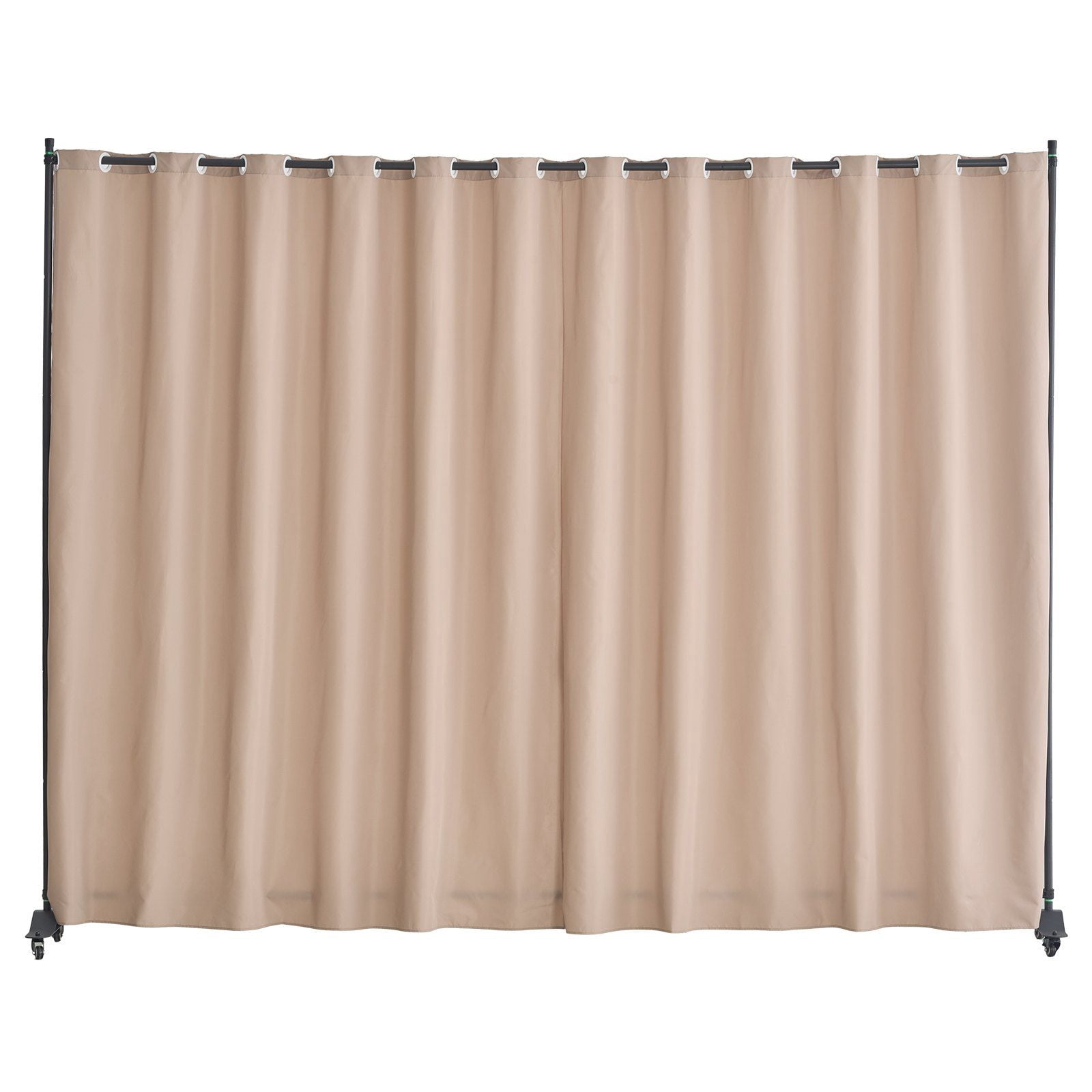 96" W x 120" H Portable Room Divider with Wheels, Brown Privacy Screen Panel for Office/Bedroom/Dining Room/Study, Easy-Move Curtain Room Partition Stand