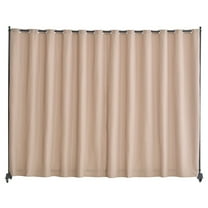 96"x120" Portable Room Divider with Wheels, Brown Privacy Screen with Curtain Stand for Office, Bedroom, Dining Room