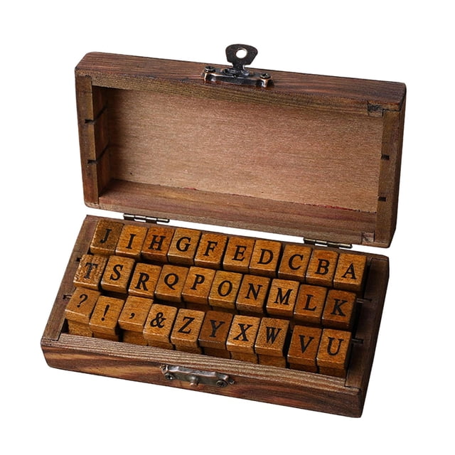 Sellos de goma para álbum de recortes, letras del , manualidades, fabricación de tarjetas, pintura con caja para , diarios 30 piezas mayúsculas Sunnimix Sello de letras de madera