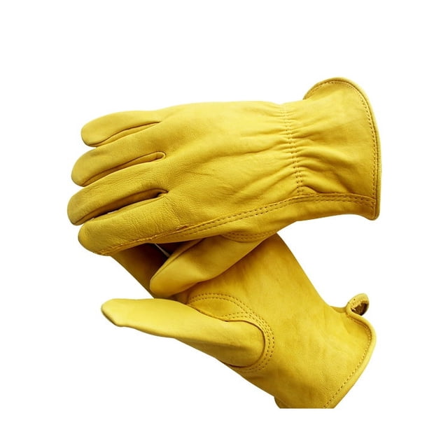 Guantes de jardinería de cuero resistentes a espinas - Guantes de trabajo impermeables - Guantes de trabajo resistentes a pinchazos - Palmas y puntas de los dedos reforzados - Para hombres y mujeres(l