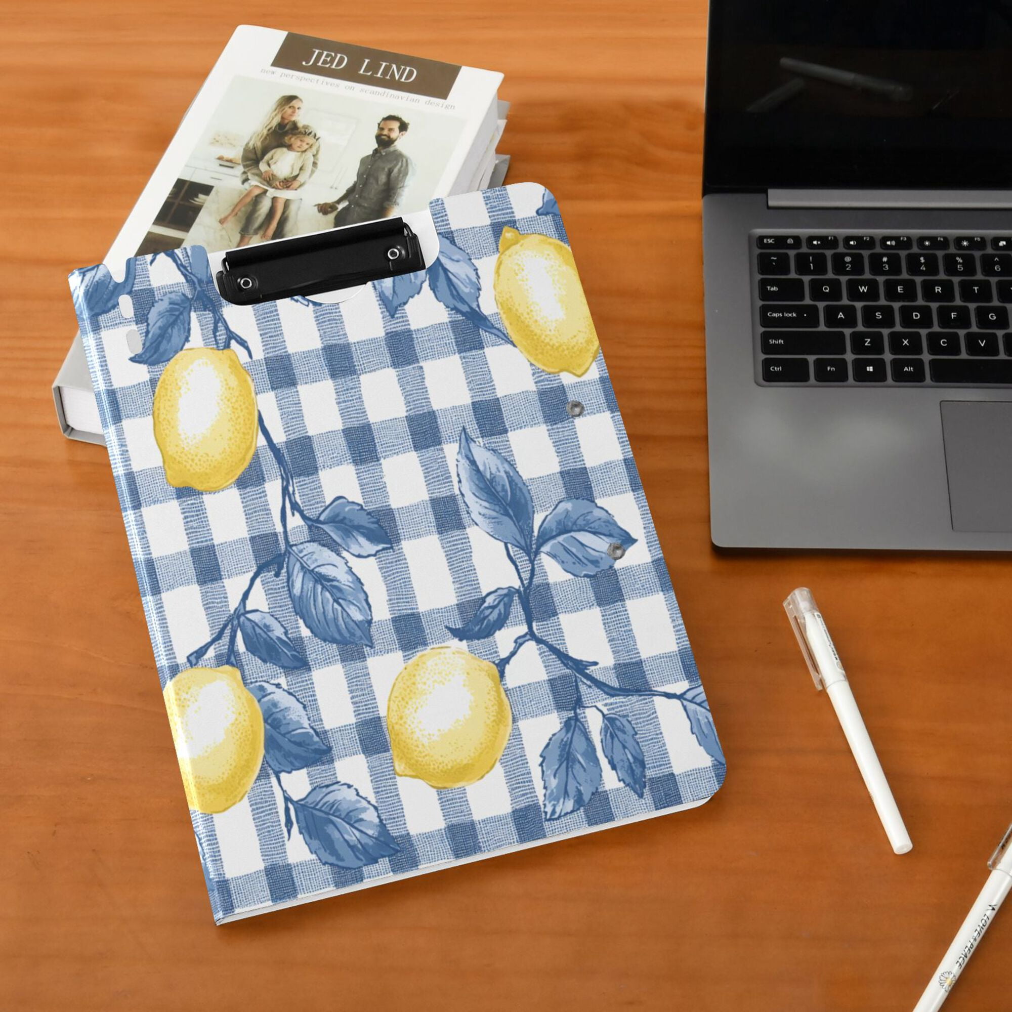 FORMRS A4 Clipboard Folder with Pen Holder Horizontal Foldable School Office Binder, Light Lemon