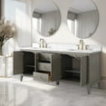 thumbnail image 2 of Vanity Art 72" Double Sink Bathroom Vanity Cabinet,Freestanding Storage Cabinet with Engineered Marble Top, Undermount Sinks, Drawer, and Shelve, 2 of 6