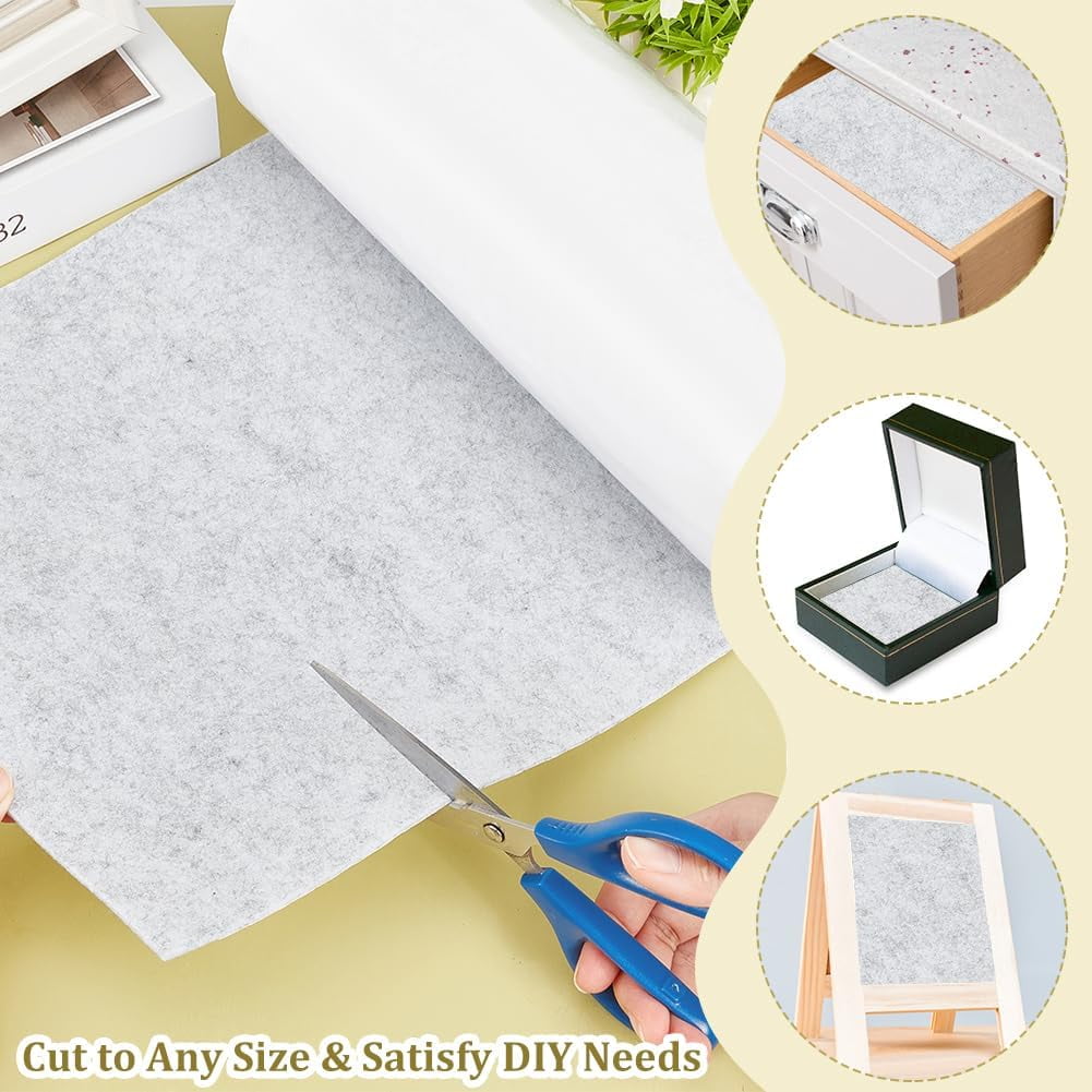 118x11.8 inch Light Gray Self Adhesive Felt Roll Large Felt Fabric Shelf Liner for DIY handcrafting