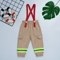thumbnail image 5 of IBTOM CASTLE Baby Boys Astronaut Firefighter Pirate Costume 1st Birthday Outfit Pants with Suspenders for Cake Smash Halloween Cosplay 18-24 Months Khaki Firefighter, 5 of 6