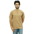 thumbnail image 5 of Atasi Men's Short Brown Kurta Cotton Casual T-Shirt Ethnic Tunic-XX-Large, 5 of 8