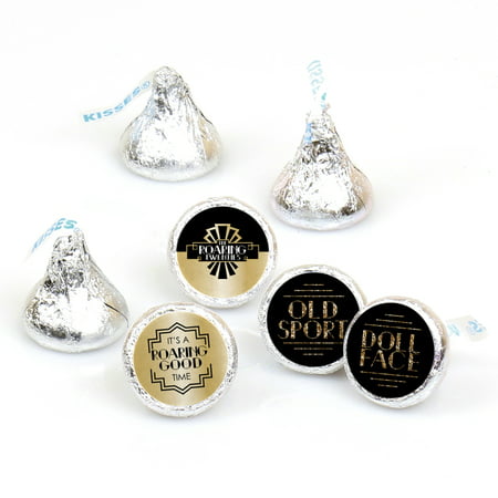Roaring 20's - 1920s Art Deco Jazz Party Round Candy Sticker Favors - Labels Fit Hershey’s Kisses (1 sheet of 108)