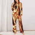 thumbnail image 2 of Uemuo orange lightning Pattern Womens Pajama Sets,PJ Set for Women,Pajamas for Women Logo,Long Sleeve Pajama Set for Women,Soft Long Sleeve Top With Pants-Medium, 2 of 7