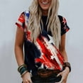 thumbnail image 2 of USSUMA Independence Day Patriotic Womens Tops Summer Loose Fit 4th of July American Flag Summer Top and Blouses Trendy Short Sleeve Shirts T-Shirt for Women Dressy Crewneck Tunic Plus, 2 of 8