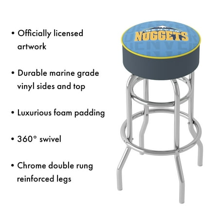 Denver Nuggets NBA City Padded Swivel Bar Stool - Powder Blue, Yellow