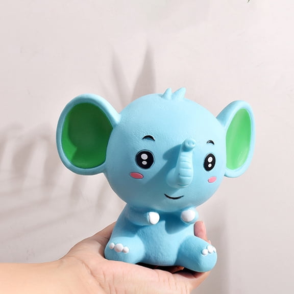 OUNONA Elephant Shaped Money Bank Perfect for Storing Coins and Bills Soft Plastic Blue Great Birthday